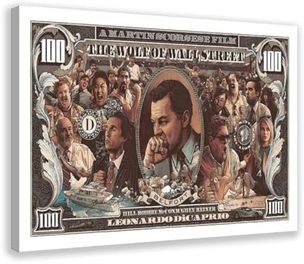biegzc Filmposter The Wolf of Wall Street, Leinwandposter, Schlafzimmer, Dekoration, Landschaft, Büro, Raumdekoration, Geschenk, 20 x 30 cm