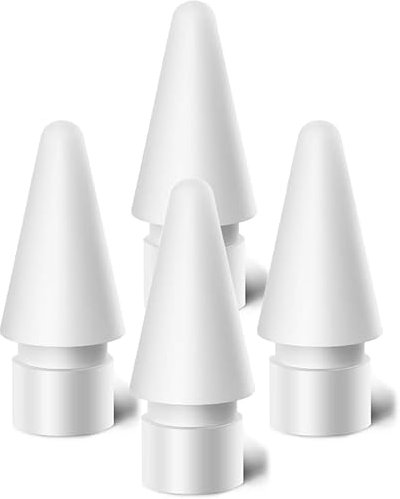 Puntas para Apple Pencil, 4 Pack Puntas de Lápiz de Apple iPad Pro, Lapiz para Apple Pencil 1.ª Generación y 2.ª,Accesorios de Protección, Puntas de Silicona,Blanco