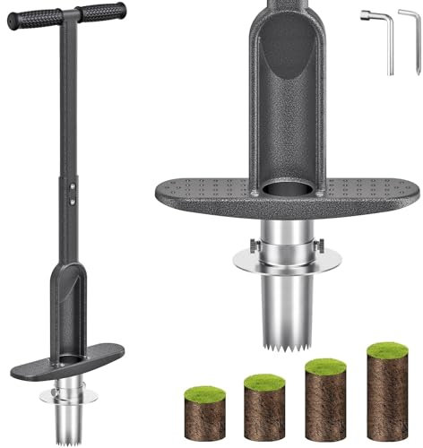 Dolibest Fioriera per bulbi, trapiantatore di bulbi con manico lungo 85 cm, strumento per piantare fiori da giardino, profondità regolabile (5-10-15 cm), con impugnatura morbida, per semina