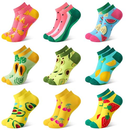 Utensilsto 9 Paare Lustige Sneaker Socken Damen 39-42 Baumwolle Bunte Socken Damen Kurzsocken Sportsocken