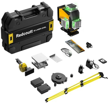 Livella Laser a Croce Verde a 16 Linee Con Treppiede, Livella Laser Autolivellante 360°, Batterie Incluse, Laser Autolivellante Per Cantieri Edili e Laser da Costruzione Per Interni