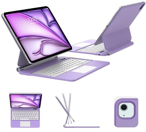 FOGARI Magic Keyboard para iPad Air 13 (M4/M3/M2) 2026/2025/2024 | Español Ñ Teclado con Trackpad para iPad Air 13 M2/M3/M4 Bluetooth con Multi-Touchpad, Púrpura