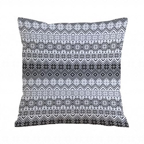 ERRTU Kissenbezug 50x50 cm,Grau, Nordische Schneeflocken-Strickmuster, skandinavische Motive, traditioneller,Dekokissen Kissenbezüge Deko Kissen Bezug Wohnzimmer Zierkissen für Sofa Stuhl Bett Garten