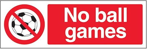 V Safety No Ball Games Panneau de sécurité en aluminium brossé 300 x 100 mm 3 mm