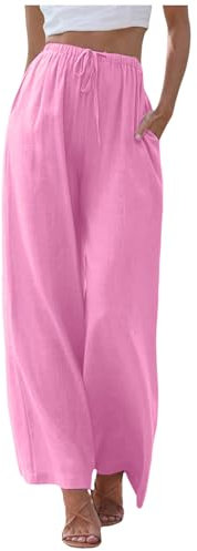 EODJXIO Pantaloni Donna Estivi Cotone Elastico in Vita Cargo Pants Women Parachute Fucsia Pantaloncini Boxe Tennis Bianco