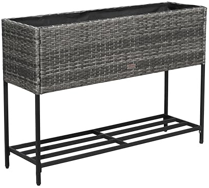 ESTEXO Polyrattan Hochbeet Blumenbeet 100x30x70 cm Pflanzbeet Kräuterbeet Gemüsebeet Frühbeet (Anthrazit-Grau)