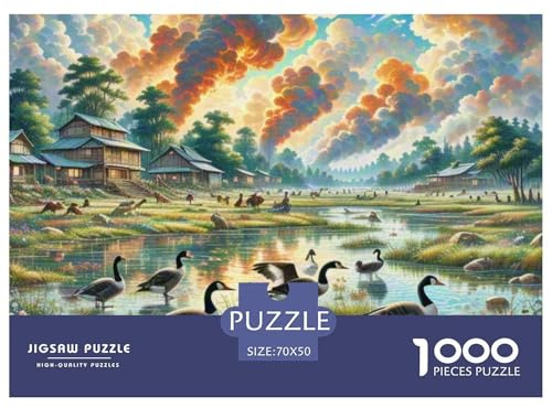 Black Goose Crossing Marsh 1000 Pieces Premium Jigsaw Animal for Adults Gifts Quirky, Abstract Design, Fun Details, Educational, Challenging 70x50cm/1000pcs
