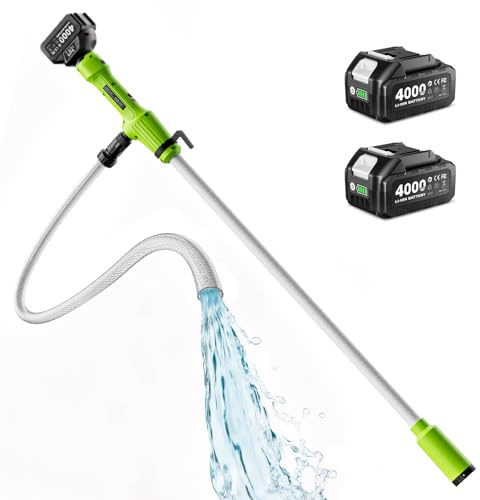Taskstar Cordless Stick Transfer Pump for Water/Diesel, 5.6CM Filter OD | 2725 L/h Draining, 5M Max Lift, 30-Min Runtime Per 4.0 Ah Battery, for Basement, Pool, Pond, Rain Barrels, Boat, Aquarium, RV