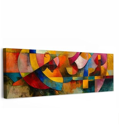 MuchoWow© Bild auf Leinwand Schlafzimmer Bilder XXL Badezimmer Wand Deko | 150x50 cm - Wohnzimmer Modern Wanddeko Bilderwand Geschenk Wandbilder Kunst - Abstrakt - Ästhetik - Farbenfroh