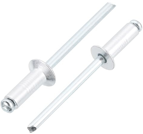 QUARKZMAN 100 Stück Blindnieten 3/16x1/2 Aluminium Nieten, Popnieten Mit Greifer Und Stahl Dorn Senkkopf Lange Spreiznieten Für Metall Möbel Automobil Silber