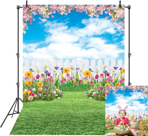 6x8ft Spring Backdrop Spring Nature Scenery Photography Backdrop Easter Garden Flowers Background for Kids Baby Shower Birthday Party Decorations (6x8FT（180x240cm）)