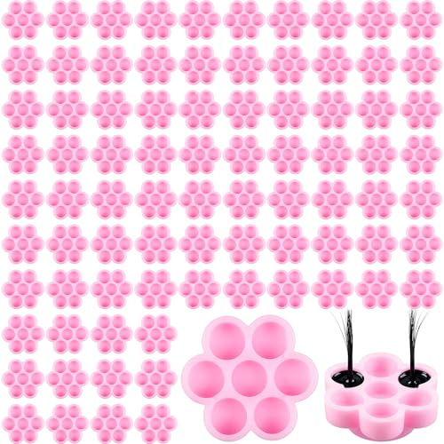 300 Pcs Glue Rings For Eyelash Extensions, Lash Glue Rings Holder, Flower Glue Cup, Eyelash Extension Accessories, Pink Lash Glue Ring for Women Girls Eyelash Extension Supplies