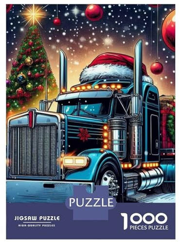 Lastwagen 1000 Teile Recycled Papier Roter Pickup Truck sonniges Landschaftsfeld Puzzle Erwachsene Tragbares Set Engagierendes Gehirnspiel Familienabend Herausfordernd 38x26cm/1000pcs