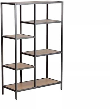SIGNAL MEBLE Costa B, Bücherregal im Loft-Stil, Eiche/Mattschwarz, Metall und Laminat, 109x70x30 cm, Modernes Industriedesign
