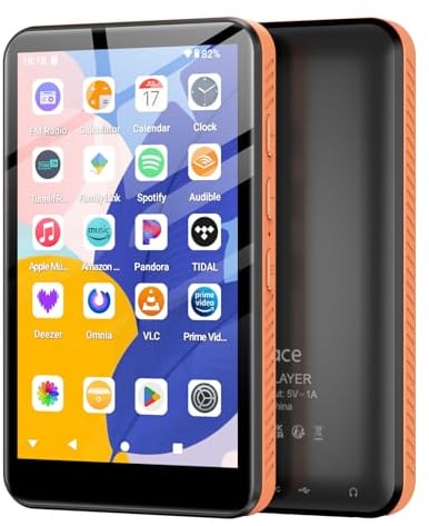 Fanvace MP3 Player mit Bluetooth und WiFi, Android 13 MP3 MP4 Player mit 4“ Touchscreen und Lautsprecher, 4GB RAM & 32GB ROM, Spotify Music Player mit Audible, Play Store