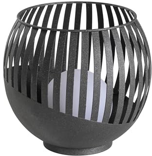 Dehner Solar-Lampe Mina Ø20 x H19 cm – LED Gartenleuchte mit Dämmerungssensor, warmweiß, bis zu 6 Std. Leuchtdauer, Metall & Kunststoff, schwarz