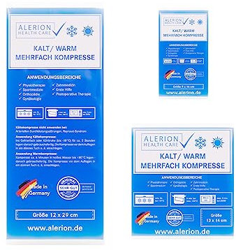 ALERION® 3 Stück Kalt Warm Kompresse Sparpack 3 Größen Mehrfach Kompresse Wiederverwendbar Mikrowellen geeignet Coolpad Kühlpads