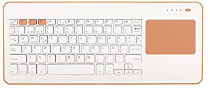 Silver HT - Teclado Inalámbrico con Touchpad para Smart TV, Smartphones, Tablets, iPhone, iPad y Videoconsolas - White + Peach. Teclado en Español. Contiene la Letra Ñ.