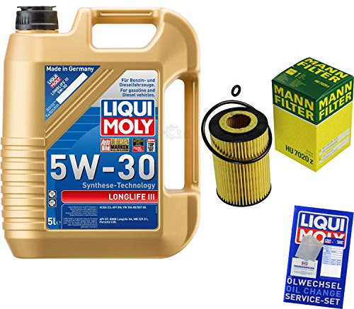 QR-PARTS 69320882 Filter Set Inspektionspaket 5 Liter Liqui Moly Motoröl Longlife III 5W-30 MANN-FILTER Ölfilter
