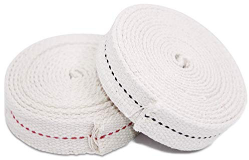 SourceTon 2 Rollen flacher Baumwolldocht, 1,9 cm Stichöllampe für Paraffin-Öldocht oder Kerosinbasierte Laternen, 1,8 m pro Rolle (schwarze und rote Naht)