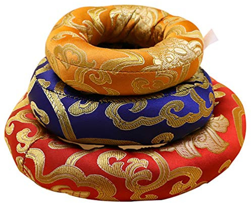 EXCEART 3 Pièces Tibétain Bol Chantant Coussin Bol Chantant Anneau Bouddhisme Bol Chantant Oreiller Bouddhiste Instruments Rituels Accessoires Couleur Aléatoire 8/10/ 12 Cm