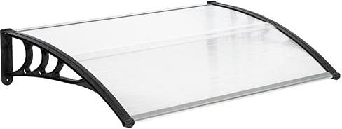 Auvent de Porte d'entrée, Contre Pluie Neige UV, Porte Toit Marquise Abri Protection en Polycarbonate (120 x 80 x 23 cm)