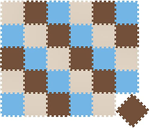 LittleTom 27 Teile Spielmatte Baby Puzzlematte ab Null - 30 x 30 cm Krabbelmatte Bodenmatte Kinder - Puzzle Teppich Kinderzimmer Matte - Outdoor Bodenschutzmatte Spielteppich Eva Schaumstoff Isomatte