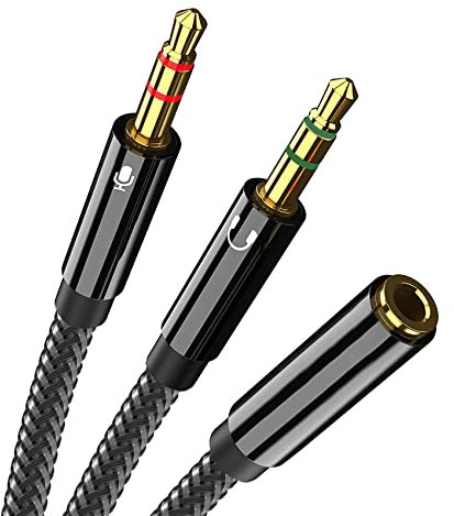 Olakin Adaptateur Jack Audio Stéréo Adaptateur Micro Casque Câble, 3.5mm Femelle à 2 Dual 3.5mm Mâle, Audio Y Câble Adaptateur pour Ordinateur de Bureau Ordinateur Portable Ecouteur Casque