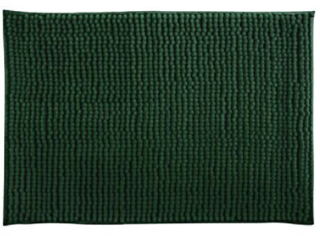 MSV Badteppich Badvorleger Duschvorleger Chenille Hochflor Badematte 50x80 cm – Dunkelgrün