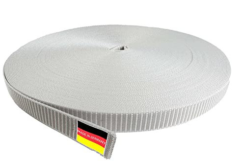 Inovatec 50 Meter Rollladengurt Maxi 22mm für Tür und Fenster Rolladen - reißfest und UV-beständig - in Grau Weiß Beige Braun Schwarz, Farbe:Grau