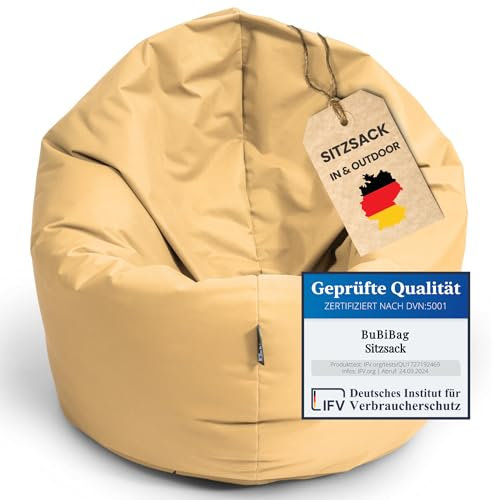 BuBiBag Riesensitzsack, Sitzsack für Erwachsene - Outdoor Sitzsäcke Indoor Beanbag - Sitzkissen für Kinder und Erwachsene (155 cm, Beige)