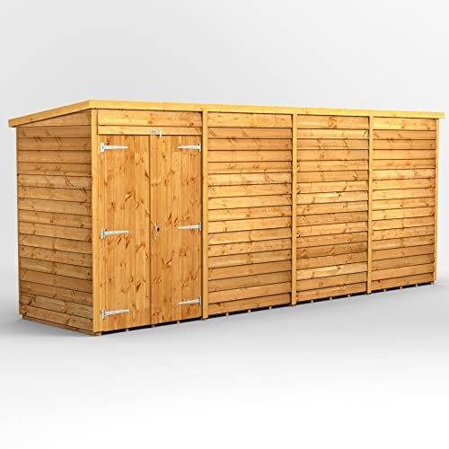 Powersheds Pultdach Gartenhaus mit Doppeltür, überlappend, Sicherheitsfunktionen, Tür anpassbar, aus 10 mm extra dickem Qualitätsholz (fensterlos)