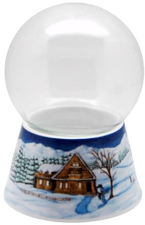 Bastelset DIY Schneekugel | Do it Yourself mit Glaskugel und Porzellansockel Winterlandschaft hell | Spieluhr möglich | 100mm Durchmesser | 70012