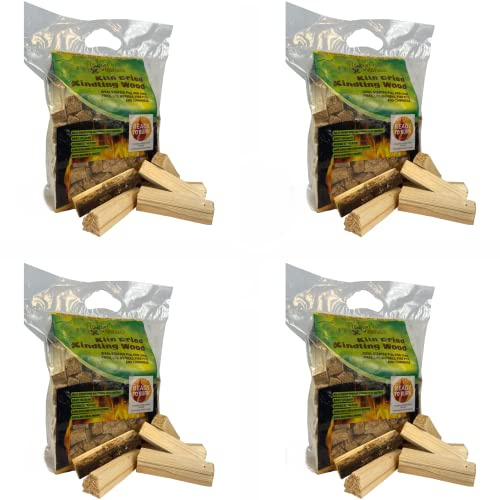 AMOS Kiln Dried Kindling Wood Sticks Carry Bag X 4 100% Natural Pine/Spruce Wood for BBQ, Indoor/Outdoor Stoves, Fire Starter for Camp | Stove & Camping Wood Fuel 4 Pack