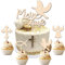 5 Stk Tortendeko Zur Kommunion Cake Topper,Taufe Holz Cake Topper,Meine Kommunion Torten Topper Taufe Tortendeko Zur Erstkommunion für Konfirmation Deko Junge Mädchen (A)