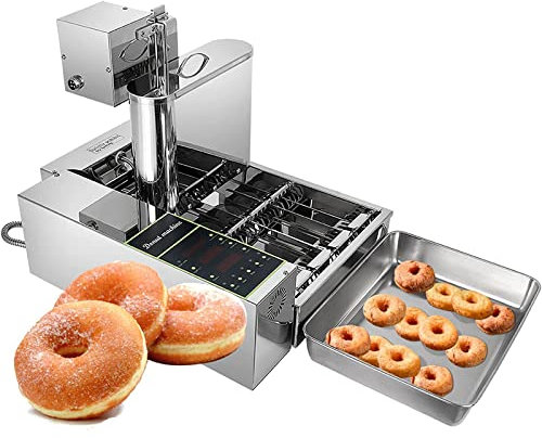 Automatic Donut Machine, Digital Donut Fryer, The Temperature Adjustment Range Is 50~220°, hopper capacity of 5.5L, It Can Produce 4 Donuts At a Time, Which Is Very Convenient To Use
