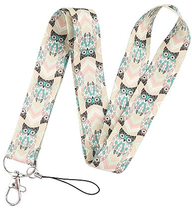 vreplrse Klares Bild ID Ausweis Kartenhalter Lanyard – Niedliche Eule mit starker Robustheit, helles ABS Lanyard mit Kartenhalter, AL406