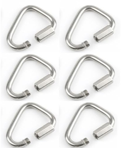 HOUSON 6PCS M6 Delta Quick Link, 304 Stainless Steel Triangle Locking Carabiner Chain Link Carabiner Clips for Hammocks Punching Bags Swing Chairs Gym