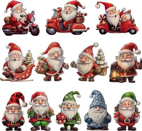 Natalizia Legno Appeso Ornamenti, 24 Pezzi Decorazioni Albero di Natale in Legno, Natale Ciondolo in Legno, Gnomi Natalizi in Legno Addobbi di Natale, Natalizi Decorazione Artigianato