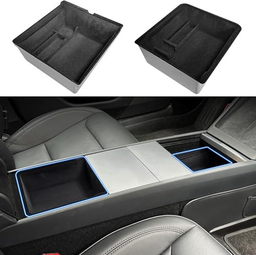 Arcoche Center Console Organizer for Tesla Model 3 Highland, Flocked Center Console Organizer Storage Tray of Tesla Model 3 2024 Accessories (2PC Set)
