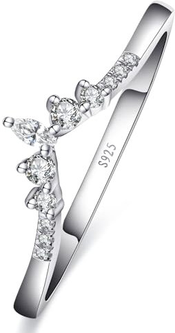 Yaresul Hochzeit Bands für Frauen Marquise & Runde geformt Stapelbar Promise Ring Cubic Zirconia CZ V-Form gebogene Verlobungsringe für Sie, Größe 54.4(17.3)