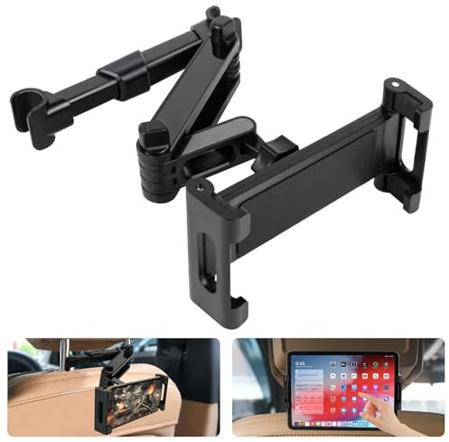 URAQT Soporte Tablet Coche, Tablet para Coche Reposacabezas con Apoyo 360 Rotación y Soporte Extensible, Soporte Compatible iPad Coche para Todos Los 4,7~11 Pulgadas del Teléfono,Tableta