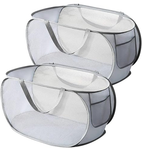 Qiareoiu 2 Stk Pop Up Wäschekorb Faltbar Groß, 75L Faltbarer Wäschekorb, Klappbarer Wäschekorb mit Henkel (36 * 36 * 58 cm), Faltbare Wäschekörbe für die Aufbewahrung von schmutzigen Stoffen