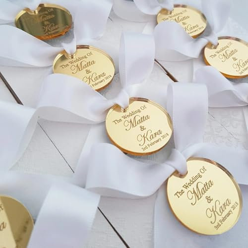 Personalisierte Spiegel-Acryl-Etiketten für Hochzeit, Verlobung, individuelles Namensschild, Taufe, Hochzeit, Babytaufe, Spiegel, Dekoration, Geschenkanhänger für Gastgeschenke (30 Stück)