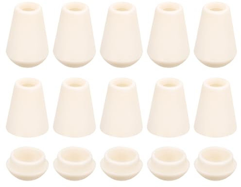 sourcing map 16Pcs Bell End Stoppers Plastic Cord Rope End Lock Rope Fasteners Toggle Clip with Lid for Drawstring Lanyard Backpack, Beige