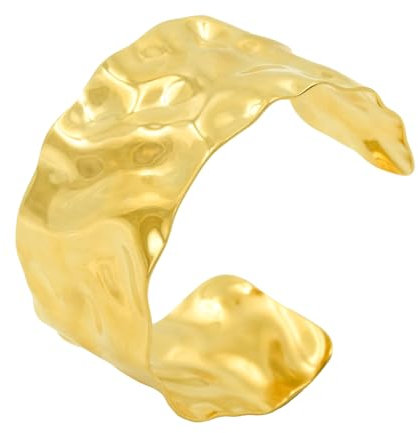 Hyacinthy Bracciale Donna Rigido, Bracciale Largo Donna, Bracciale Oro Donna, Bracciale Bangle per Donna Bracciali a Filo Aperto, Bracciale da Polso Regolabile Oro Gioielli (Oro)