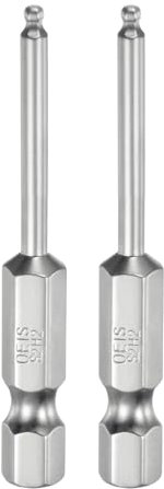 QUARKZMAN 2 Stück Kugelkopf Innensechskant Schraubendreher 2mm(H2.0) Sechskantschaft Ball End Hex 50mm Lange Magnetischen Bitsatz Elektrowerkzeuges 1/4 S2 Legierter Stahl Schraubendreher