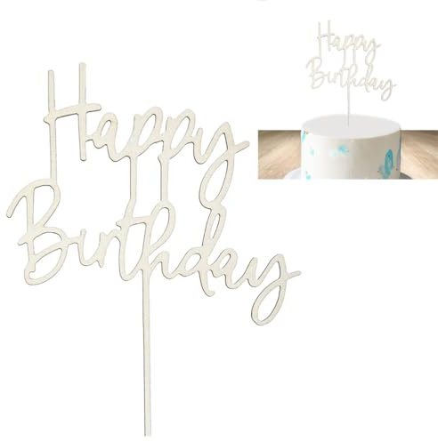 Hölzerne Kuchen Topper, Happy Birthday Kuchen Dekoration für Mädchen, Jungen, Frauen, Männer