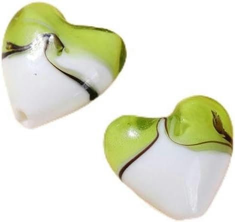 10 pezzi 20MM Dipinto a mano Fumo Cuore di pesca Perline in ceramica fai-da-te per la creazione di gioielli Creazione di braccialetti-Verde-20 * 20mm 10 pezzi