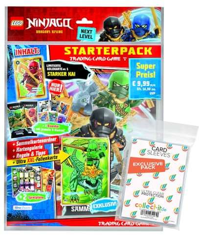 Bundle mit Lego Ninjago Serie 9 Next Level Trading Cards - 1 Starter + Exklusive Collect-it Hüllen